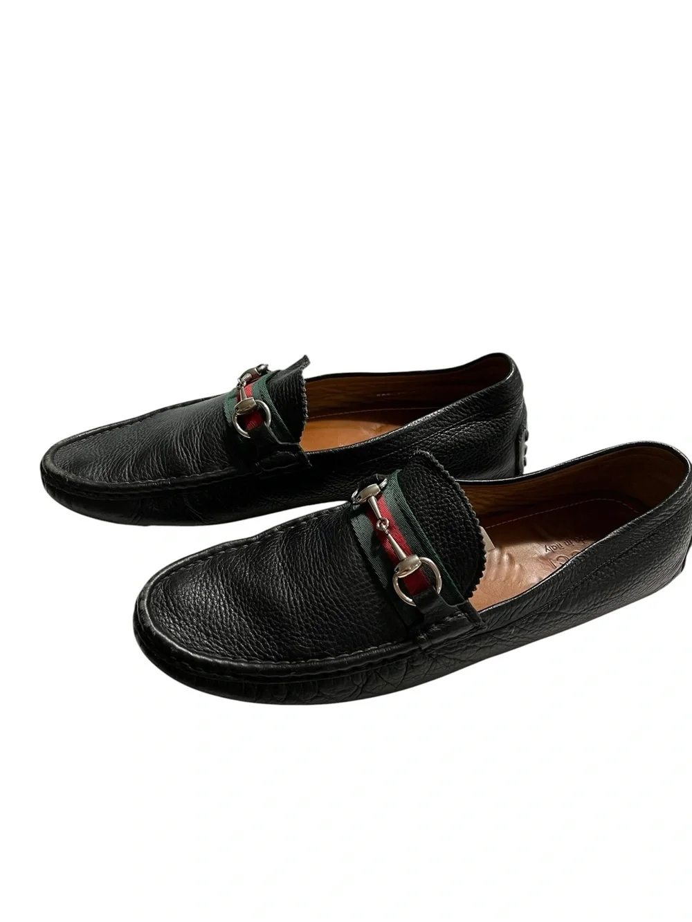 Men's Black Leather Gucci Slip-On Loafers